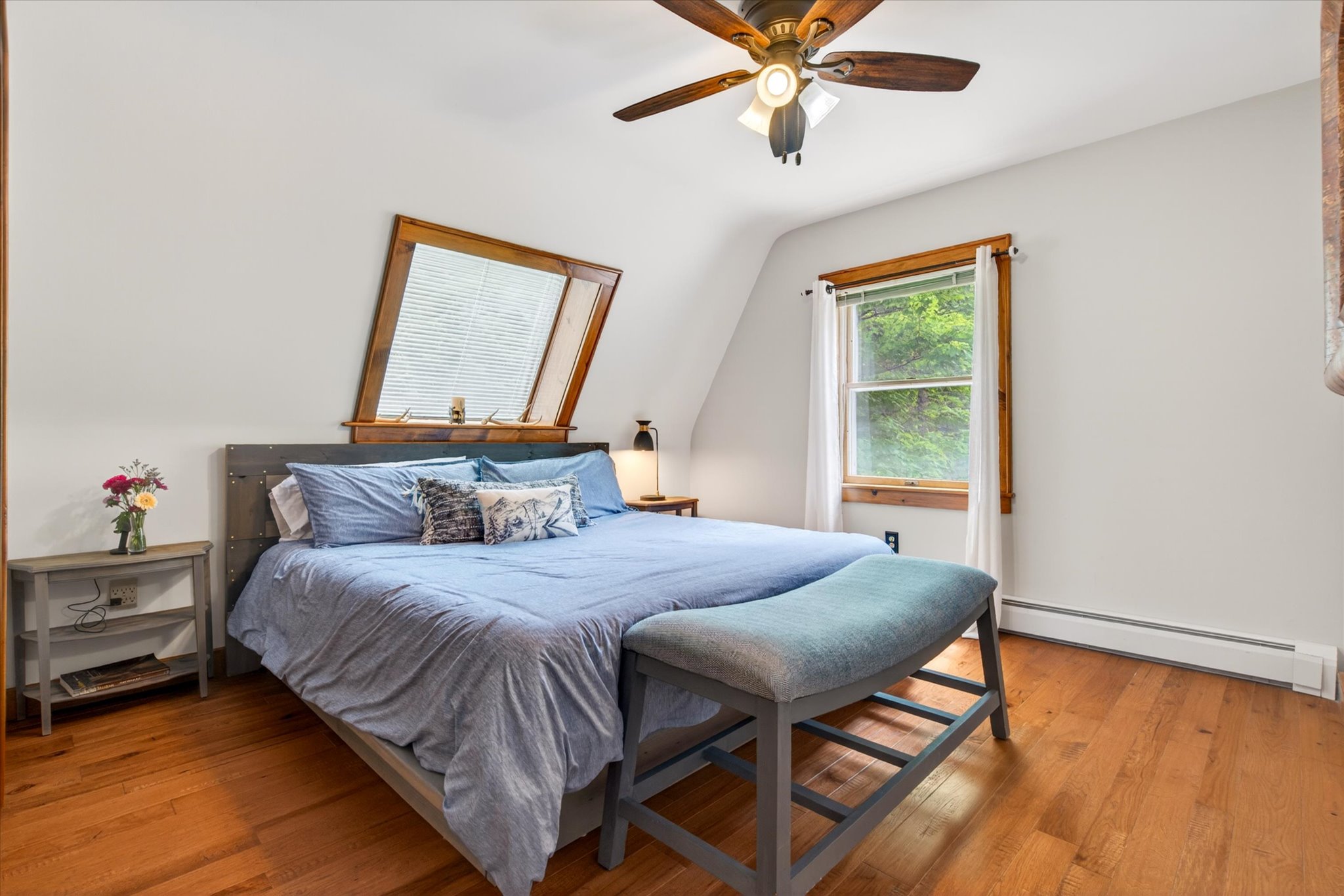 Black Diamond Bedroom King bed angle 1 — Slippery Slope Chalet